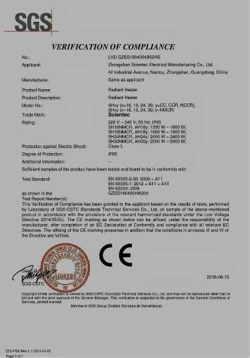 CE - Zhongshan Scientec Electrical Mfg. Co., Ltd.