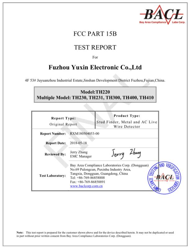 FCC - Fuzhou Yuxin Electronic Co., Ltd.