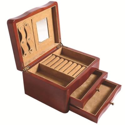 China Double Layer Handmade Shiny Wooden Drawer Wooden Box Gift Tall Ring Jewelry Storage Box Wooden Storage Box for sale