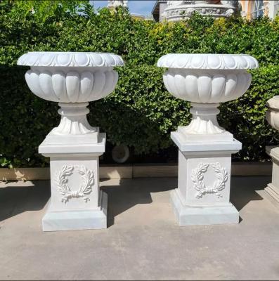 China New Design Modern Natural Stone Marble Antique Huge Stone Flower Pots Planter for sale