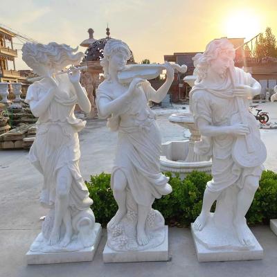 China Art Sculpture White Marble Stone Euterpe Ancient Greek Garden Sculpture Decorative Woman Carving Antique Sculpture for sale