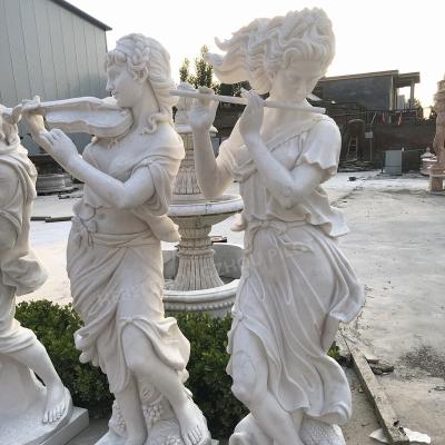 China Art Sculpture White Marble Stone Euterpe Ancient Greek Garden Sculpture Decorative Woman Carving Antique Sculpture for sale