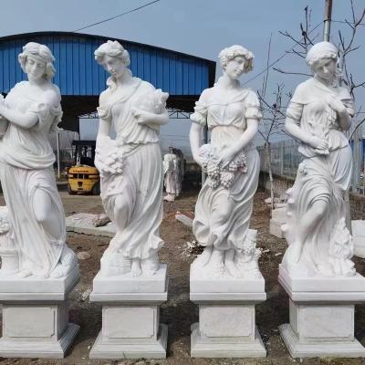 China Modern Decorative White Marble Garden Art Sculpture Sale Modern Decorative Marble Hand Carved Western Stone Greek Ladies Four Seasons Sculpture for sale