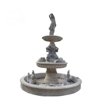 China Large Outdoor Marble Lady Woman Stone Modern Decor Garden Water Fountain Sculpture For Sale for sale