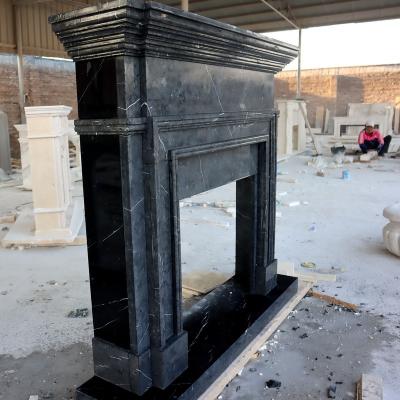 China Modern warm natural marble surround handmade carved fireplace mantel for sale