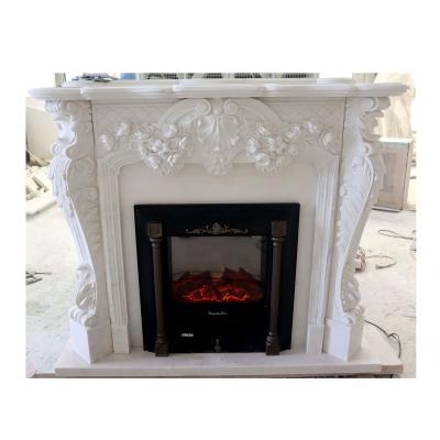 China Hot Selling Natural White Marble Fireplace Carved Modern Marble Fireplace Fireplace for sale