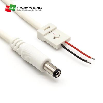 China Custom monitor dc plug 5.5x2.1mm to bare cable dc 5521 power over extension cable for sale