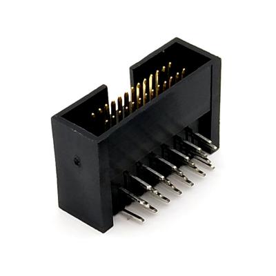 China Type R/A PBT 1.27x2.54mm Pitch Dip Header Box Dual Row IDC 90 Degree Header for sale