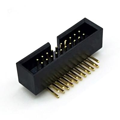 China Type R/A LCP 1.27mm Pitch Dip Box Dual Row IDC Header 90 Degree Postless for sale