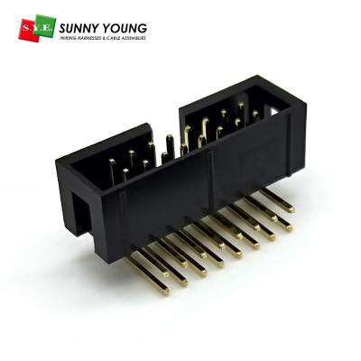 China Type R/A PBT 2.54mm Pitch Dip Box Dual Row IDC Header 90 Degree for sale