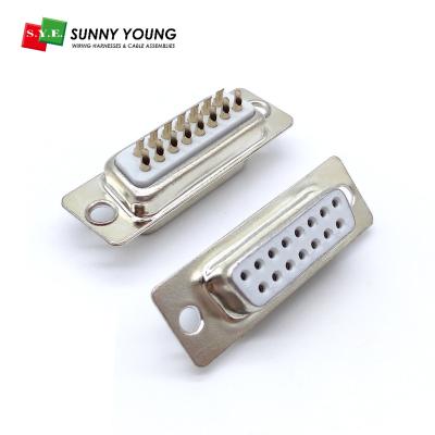 China t=0.20mm DB15 Brass Gold Plated Solder Type Dsub Female Connector Double Row Straight Type D-Sub Socket 15P for sale