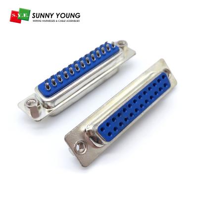 China Copper Alloy t=0.20mm DB25 Bottom Side Riveted Tuck Nuts 4-40 Female Dsub Connector Solder Type Double Row 180 Degree Socket for sale