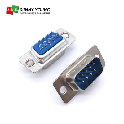 China Copper Alloy t=0.20mm DB9 9 Pin Solder Type Dsub Male Connector Double Row Straight Type D-sub 9P Plug for sale