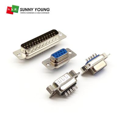 China Copper alloy t=0.20mm D-sub db9/15/25/37 solder Dsub connector male type / female double row straight type for sale