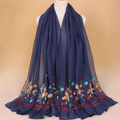 China Long Embroidered Cotton Scarf Long Scarf By Main Scarf for sale