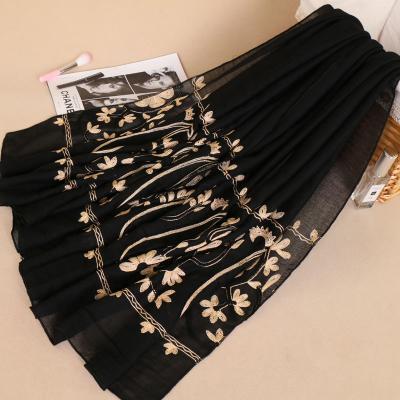 China Embroidery Comfortable Popular Ladies Fashion Cotton Long Scarf for sale