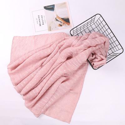 China New Style High Fashion Decoration Solid Color Crumple Malaysian Hijabs Scarf for sale