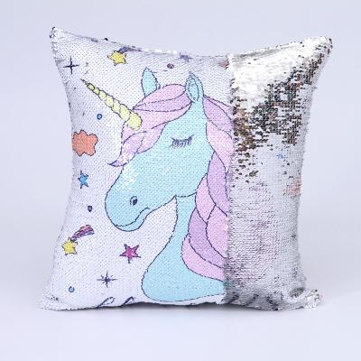 China Anti-Apnea Wholesale 40*40cm Decorative Unicorn Pillows Sequin for sale