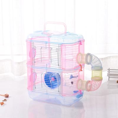 China Breathable Extra Large Ceramic Hamster Cage Pink Acrylic Hamster Bathroom Bed Accessories Cage Hamster With Tunnel for sale