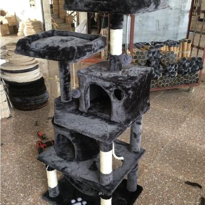 China Large Cat Tree House Scratcher Wooden Viable Cat Tree Tower for sale