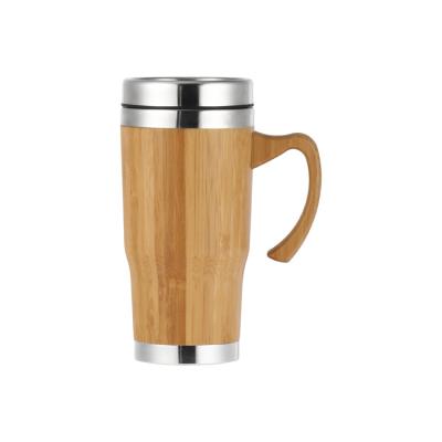 China PORTABLE 420ml Recyclable Custom Bamboo Mug With Tumbler Handle Home Coffee Cup With BPA Free Stainless Steel for sale