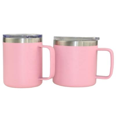 China 12oz 14oz Double Wall Stainless Steel Coffee Mug Viable Vacuum Insulated Mug Sippy Cup Tumbler With Handle for sale