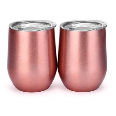 China Sustainable 12oz Powder Coated Stainless Steel Wine Tumbler Double Wall Tumbler Mug With Lid for sale