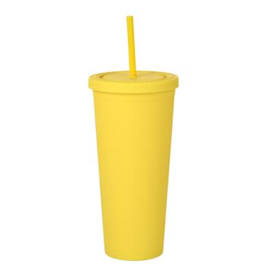 China 22OZ BPA Free Wall Reusable Drinking Plastic Tumbler Bubble Tea Cup Sustainable Double Ended With Lids And Straw for sale