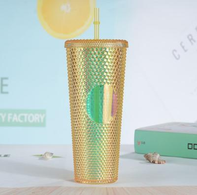 China Viable Wholesale Reusable 24oz Tumblers With Lids Double Wall Plastic Cups With Lids And Straws Bulk Bpa Free for sale