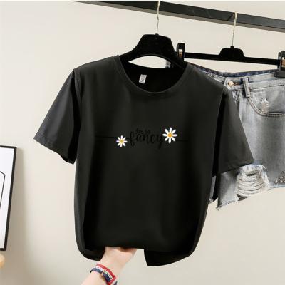 China Hot selling high quality women's breathable T-shirt new 2021 summer T-shirt fashion short sleeve single sleeve polyester plus size women's T-shirt for sale