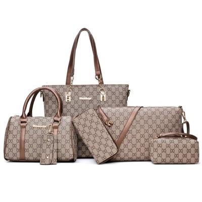 China 2021 fashion new style handbag sets fashion embossed handbag sets cheap price 6 piece handbag sets for women for sale