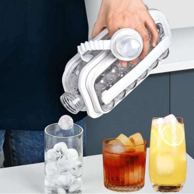 China Viable Hot Selling Portable Free Reusable Ice Cube 2 In 1 Round Kitchen Pop Ice Ball Maker Mold Ice Cube Tray With Lid And Bin for sale