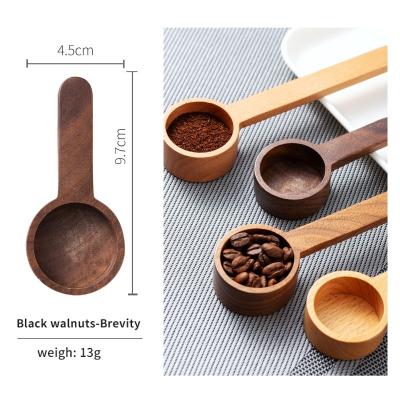 China Wooden Kitchen Sustainable Honey Spoons Stir Coffee Scoop Sugar Spice Measure Spoon For Coffee Tableware Black Walnut Dessert Spoon for sale