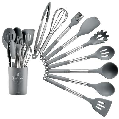 China Sustainable New Style 11 Pcs Stainless Steel Kitchen Cooking Tool Kit Utensils Silicone Cookware Sets Cookware Sets for sale