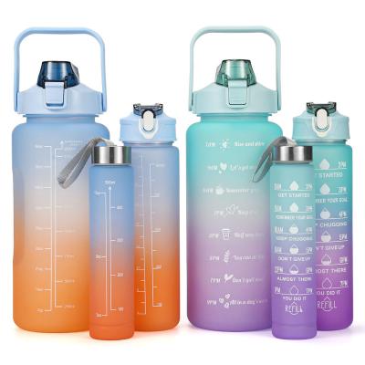 China Sustainable Custom 3 In 1 Set Gym Tour Large Capacity Sports Water Bottle Gradient Water Cup Drinkware Plastic Water Bottle for sale