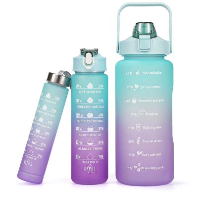 China Gym Viable Fitness Large Capacity Gradient Water Convenient Water Cup 3 in 1 Set Large Capacity Sports Plastic Water Bottle for sale