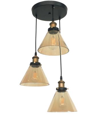 China 2018 Modern New Type Amber Glass Pendant Lamp , Light Glass Chandelier 3 Pendant Light (JM30019-3P) for sale