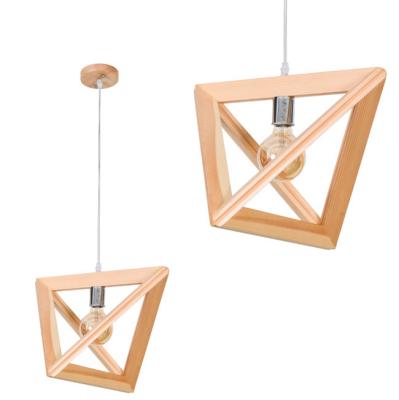 China Residential E27 Socket Triangle Chandelier Wood Frame/Wood Frame Pendant Lamp /wood Hanging Lamp for Home Decor Lighting (0828-1p) for sale