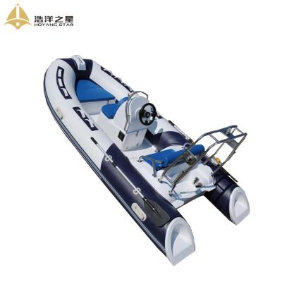 China Fiberglass 3.9m / 6 Person Inflatable Boat Rigid Hull Inflatable Boat for sale