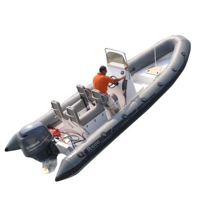 China Fiberglass RIB650 Rigid Inflatable Motorboat Boat Rescue Boat For Sale for sale