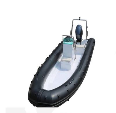 China Super Luxury 22.3ft Fiberglass RIB Military Fiberglass Inflatable Boat With Outboard Engine For Sale for sale