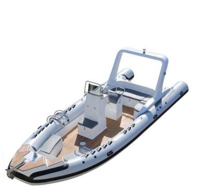 China 2018 New Military Fiberglass Patrol 760 Luxury RIB Hypalon Fiberglass Inflatable Boat Rigid With Outboard Engine for sale