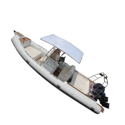 China RIB800 fiberglass boat 8m hypalon material rigid hull inflatable boat for sale for sale