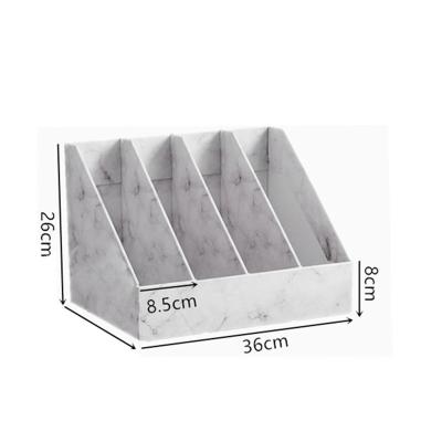 China 4 Units Kraft Paper Storage Box Marble Pattern Magazine Eco-friendly Foldable Desktop Paper Holder for sale