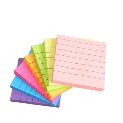 China 2021 New Style Fluorescent Self Adhesive Notepad 3 Inch Horizontal Adjust Self Adhesive Writing Sticky Note for sale