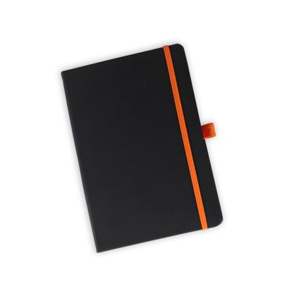 China Hot sales custom printed 32K size PU business office printed high quality black leather notebook for sale