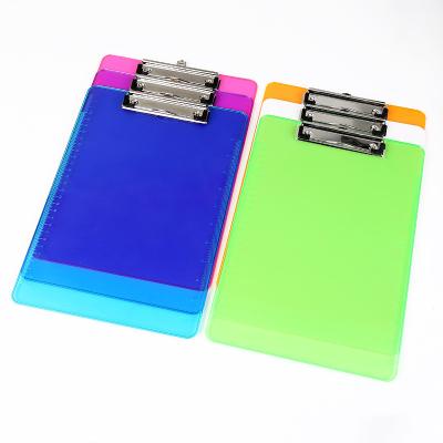 China Hot Sales Colorful Transparent High Quality A4 Clipboard Eco-friendly Logo Custom Plastic Material Writing Clipboard for sale