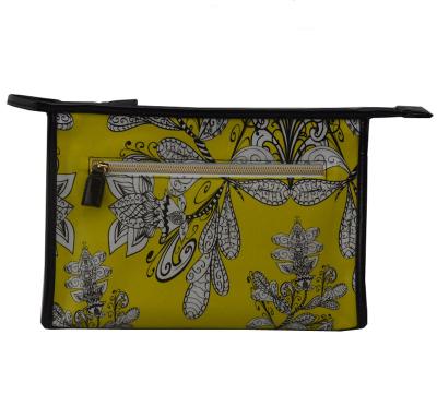 China NATIONAL Yellow Flowers Printed Personalized Medium Cosmetic Bags for sale