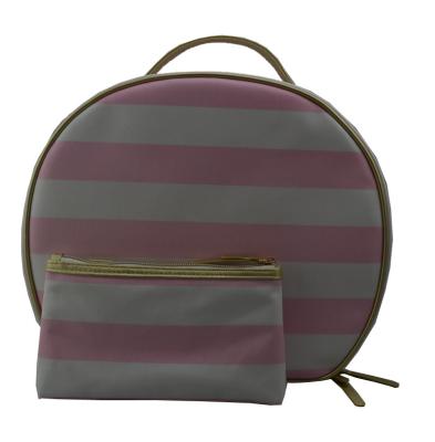 China NATIONAL Striped Coated Canvas Large Cosmetic Bags With Handle for sale