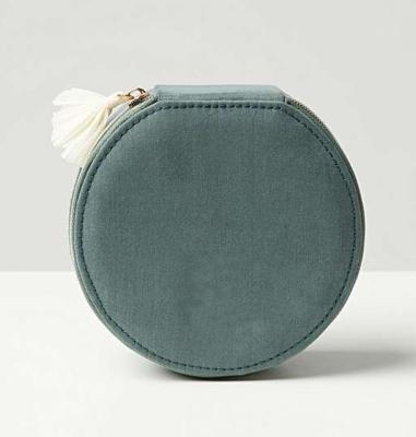 China Promotion Small Green Round PU Leather Travel Jewelry Box for sale